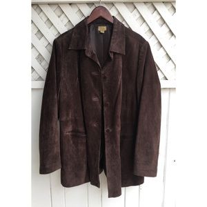 Suede Leather button up coat
